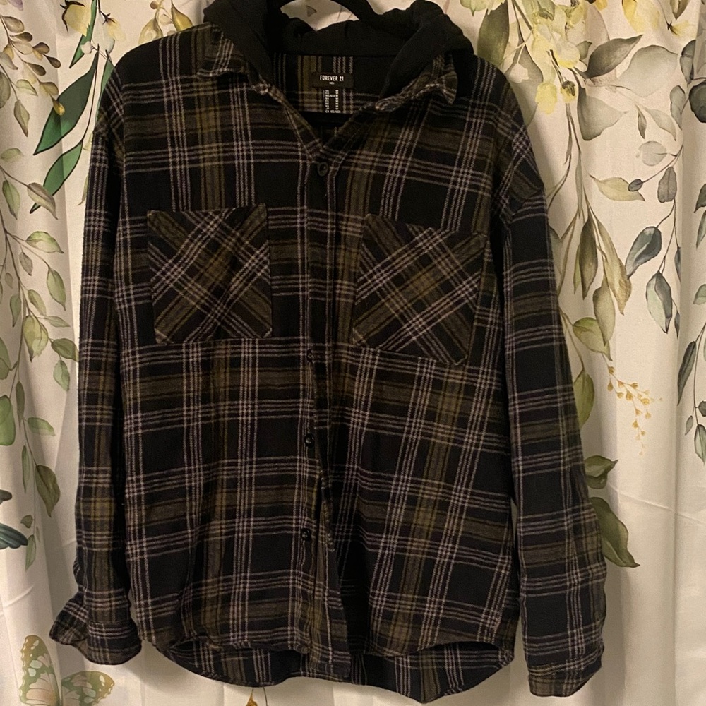 Forever 21 Black and Gray Plaid Shirt